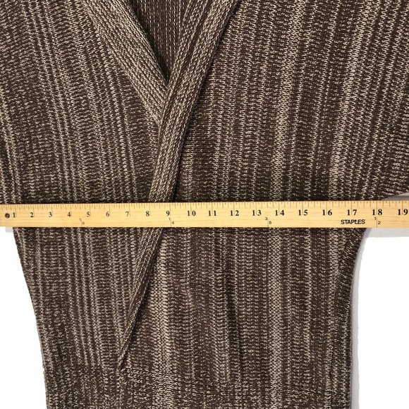 Jason Maxwell Womens Sz M Brown 3/4 Roll Tab Sleeve Open Front Cardigan Sweater - Picture 3 of 9